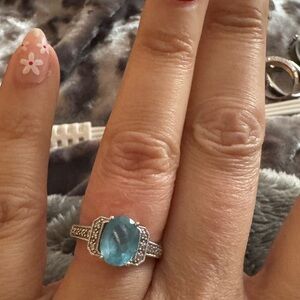 Elegant Silver and Blue Gemstone Ring